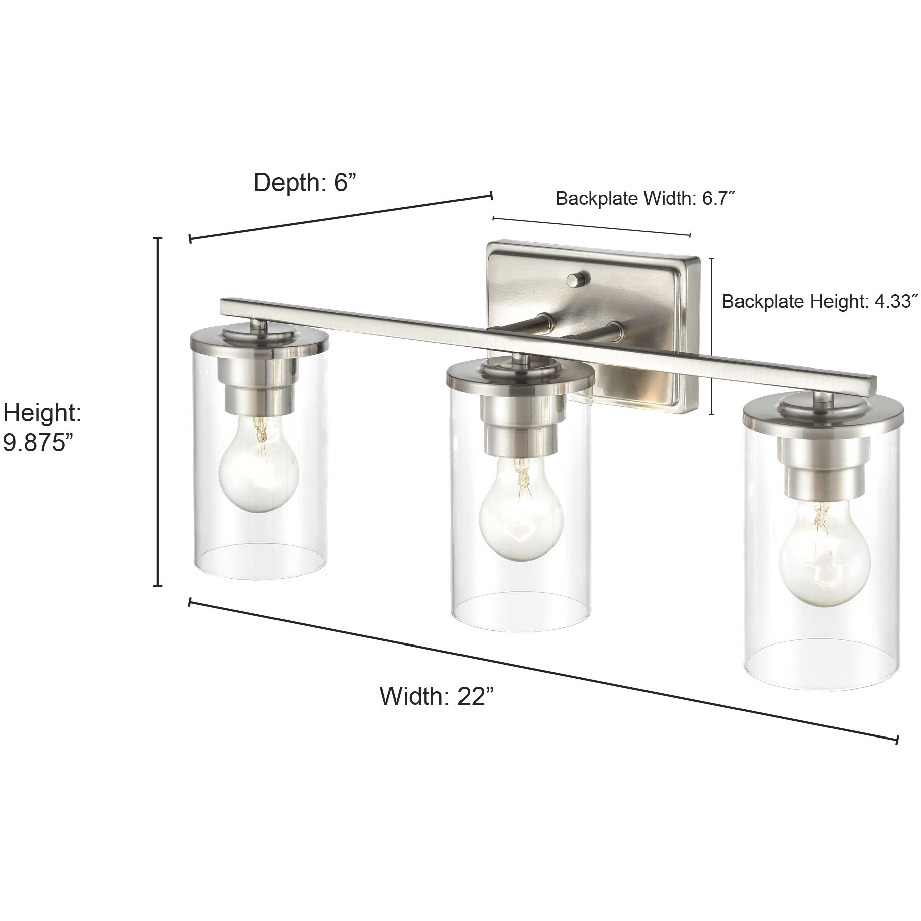 Verlana 3 Light 22 inch Matte Black Bathroom Vanity Light Wall Light